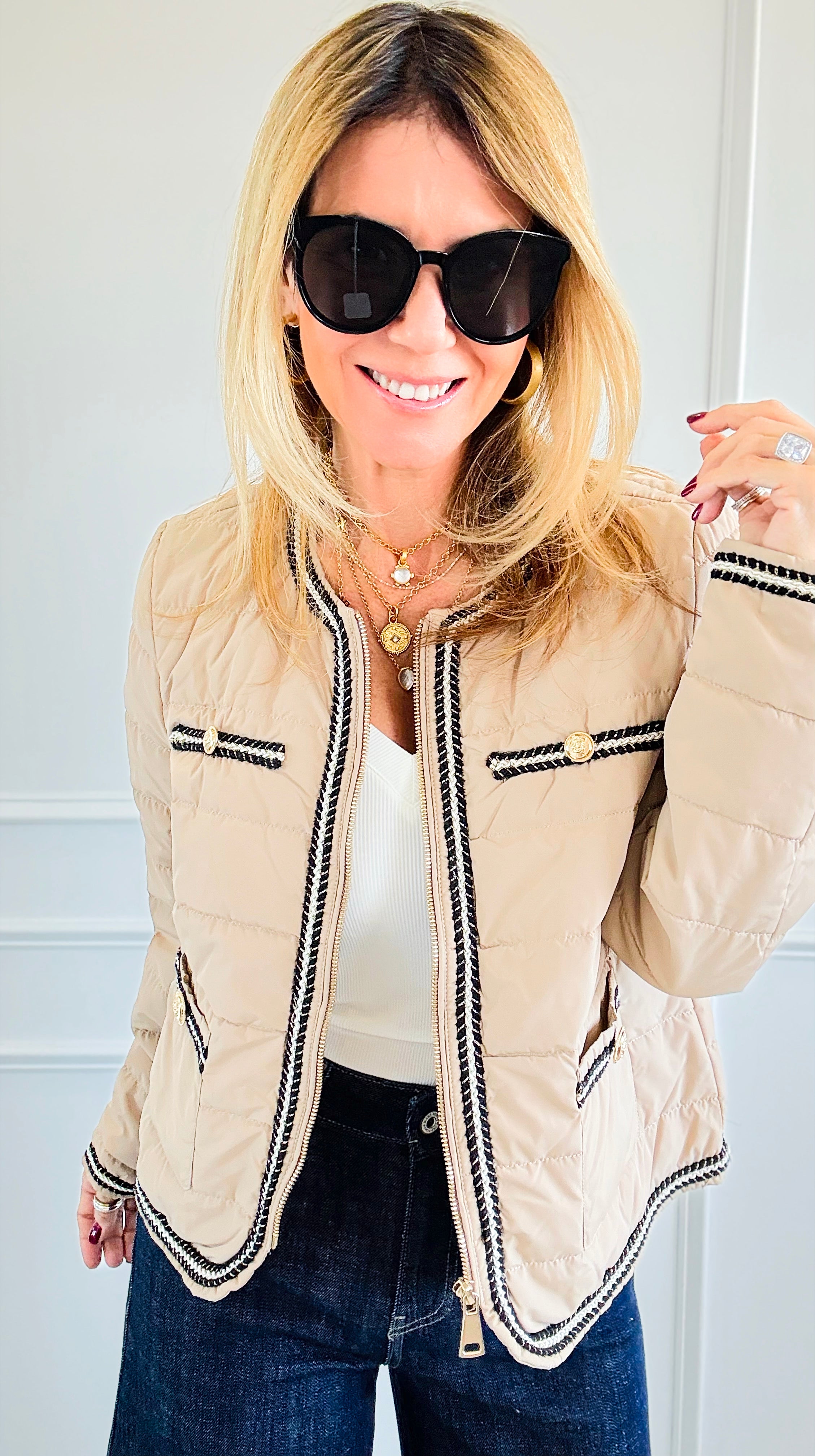 Braided Bliss Jacket-Beige-160 Jackets-V SKY-Coastal Bloom Boutique, find the trendiest versions of the popular styles and looks Located in Indialantic, FL