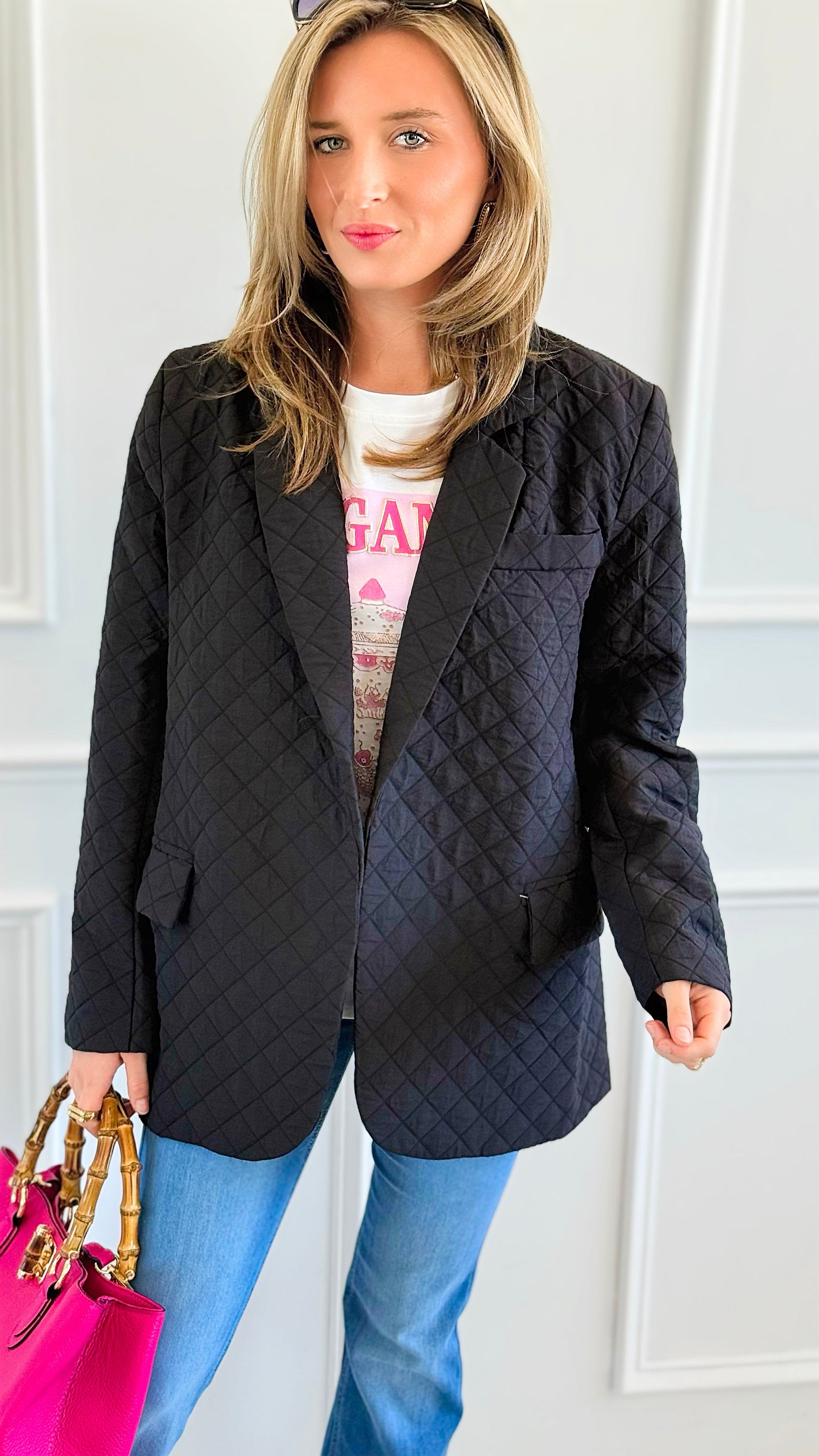 Midnight Rhythm Blazer-160 Jackets-ROUSSEAU-Coastal Bloom Boutique, find the trendiest versions of the popular styles and looks Located in Indialantic, FL