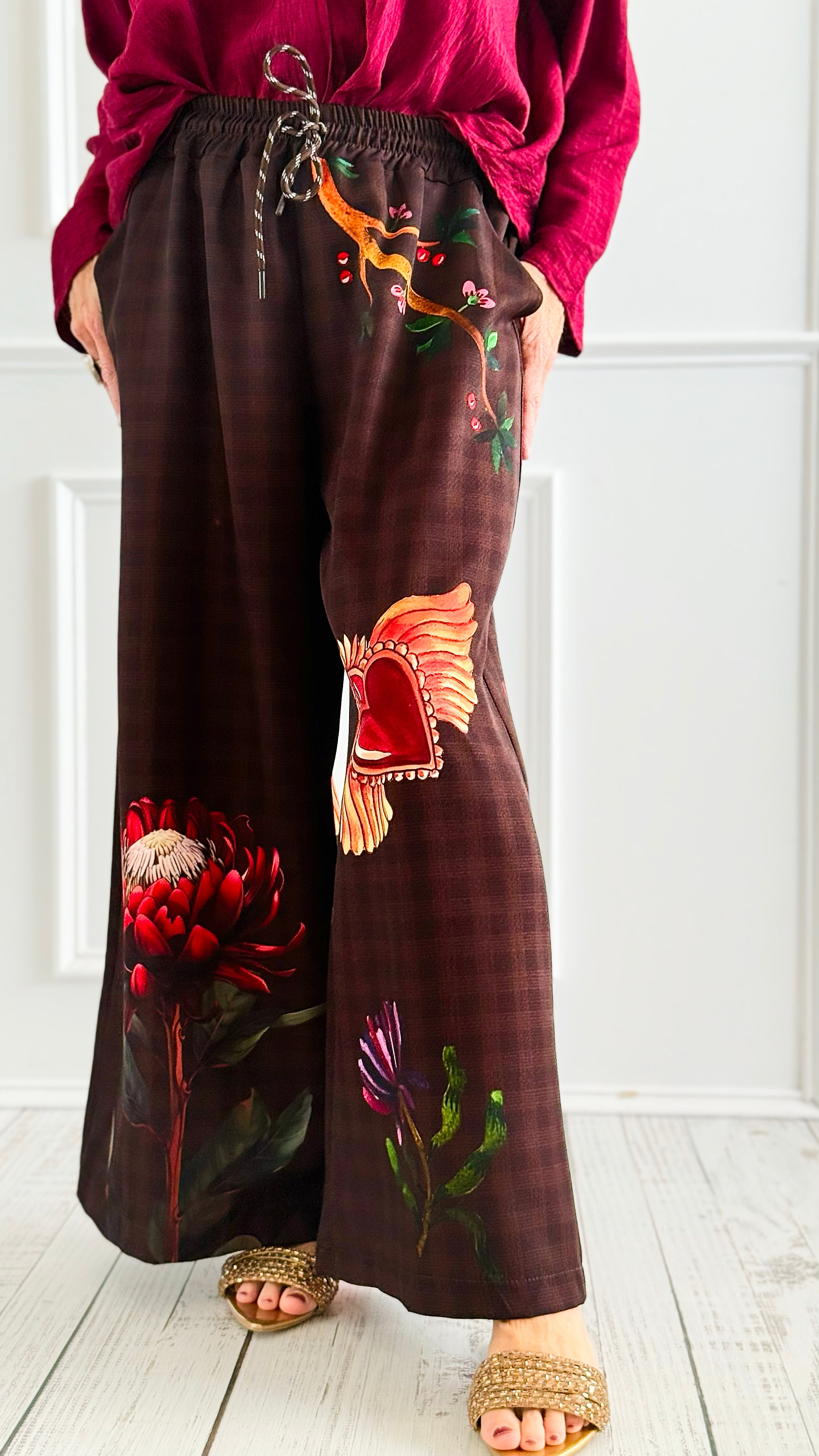 Blooming Heart Italian Pants-100 Pants-TATTOO Z-Coastal Bloom Boutique, find the trendiest versions of the popular styles and looks Located in Indialantic, FL