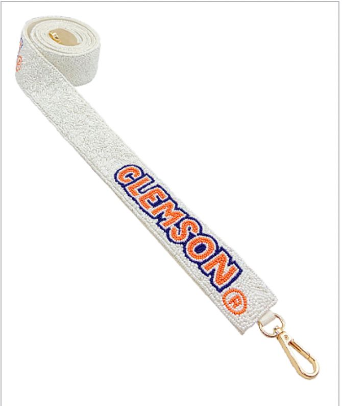 Clemson Adjustable Strap - White/Orange – Coastal Bloom