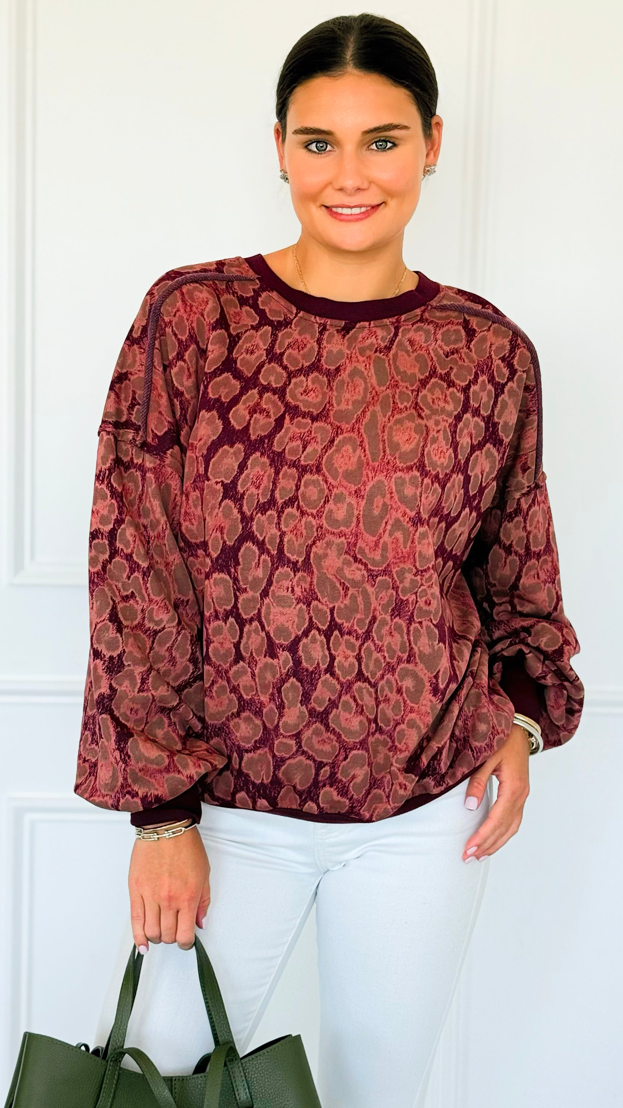 Paw Prism Italian Sweatshirt-Bordeaux-130 Long Sleeve Tops-Italianissimo-Coastal Bloom Boutique, find the trendiest versions of the popular styles and looks Located in Indialantic, FL