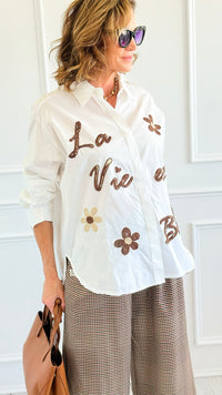 La Vie Est Belle Italian Woven Top-110 Long Sleeve Tops-TATTOO Z-Coastal Bloom Boutique, find the trendiest versions of the popular styles and looks Located in Indialantic, FL