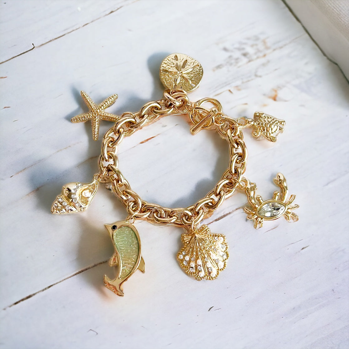 Sea Charm Toggle Bracelet-230 Jewelry-Golden Stella-Coastal Bloom Boutique, find the trendiest versions of the popular styles and looks Located in Indialantic, FL