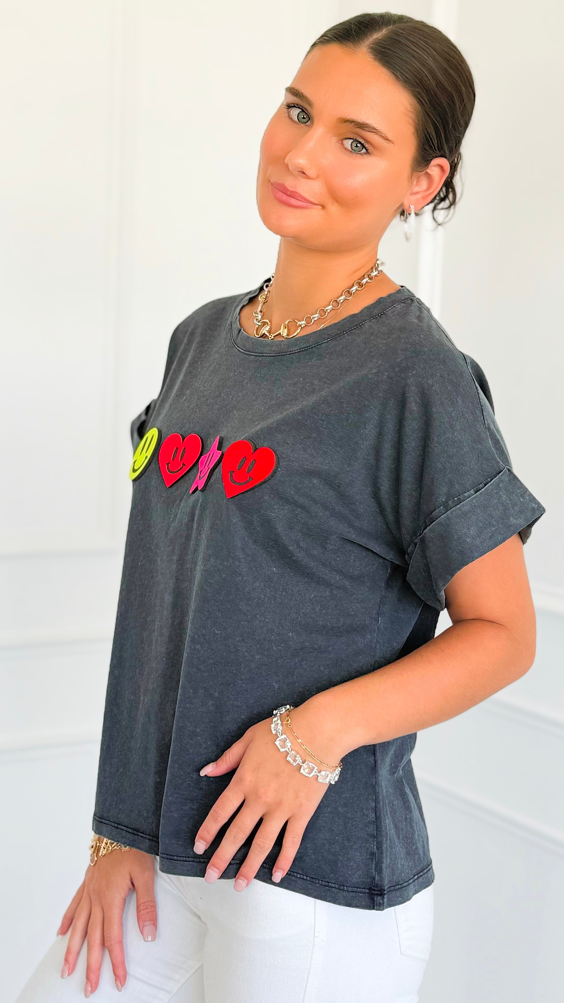 Color Me Cheerful Italian Graphic Tee-110 Short Sleeve Tops-FIRSTAGE-Coastal Bloom Boutique, find the trendiest versions of the popular styles and looks Located in Indialantic, FL