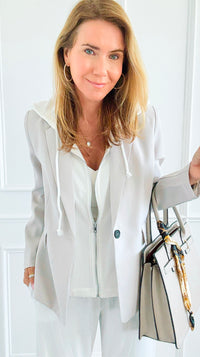 Veronica Cloud Hoodie Blazer-Sand-160 Jackets-Six/ Fifty-Coastal Bloom Boutique, find the trendiest versions of the popular styles and looks Located in Indialantic, FL