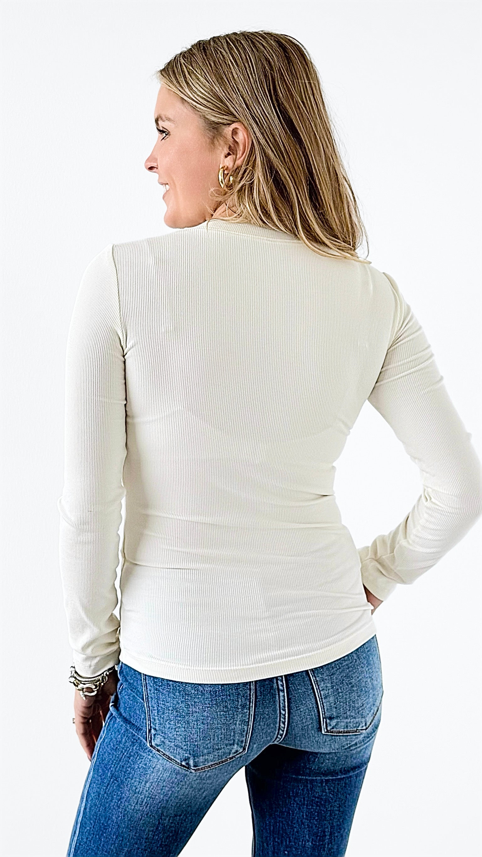 Timeless Ribbed Knit Top - Off White-110 Long Sleeve Tops-Mono B-Coastal Bloom Boutique, find the trendiest versions of the popular styles and looks Located in Indialantic, FL