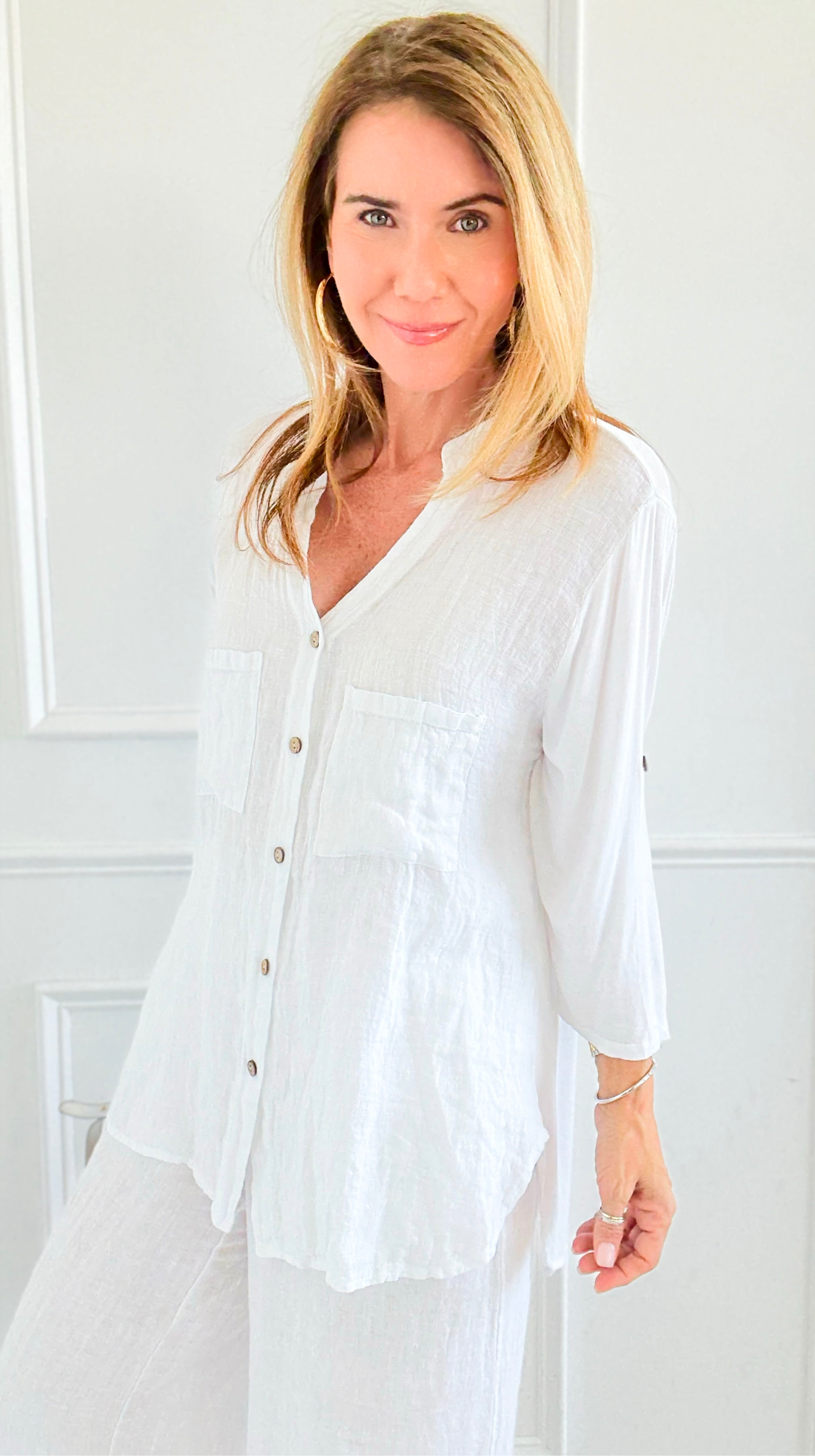 Driftlight Textured Button Top-130 Long Sleeve Tops-V6-Coastal Bloom Boutique, find the trendiest versions of the popular styles and looks Located in Indialantic, FL