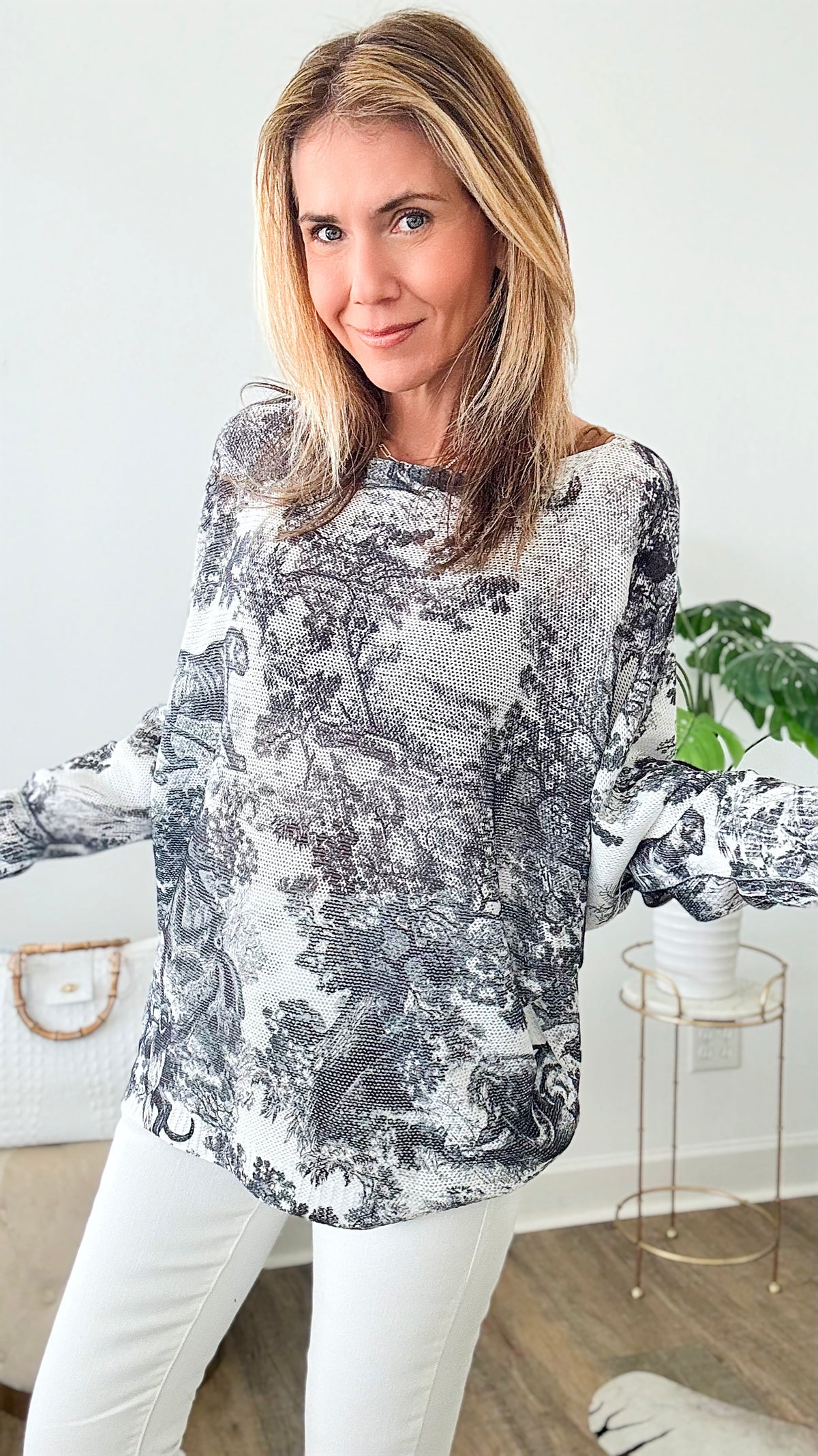 Adorable Toile Italian St Tropez Knit - Black-140 Sweaters-Germany-Coastal Bloom Boutique, find the trendiest versions of the popular styles and looks Located in Indialantic, FL