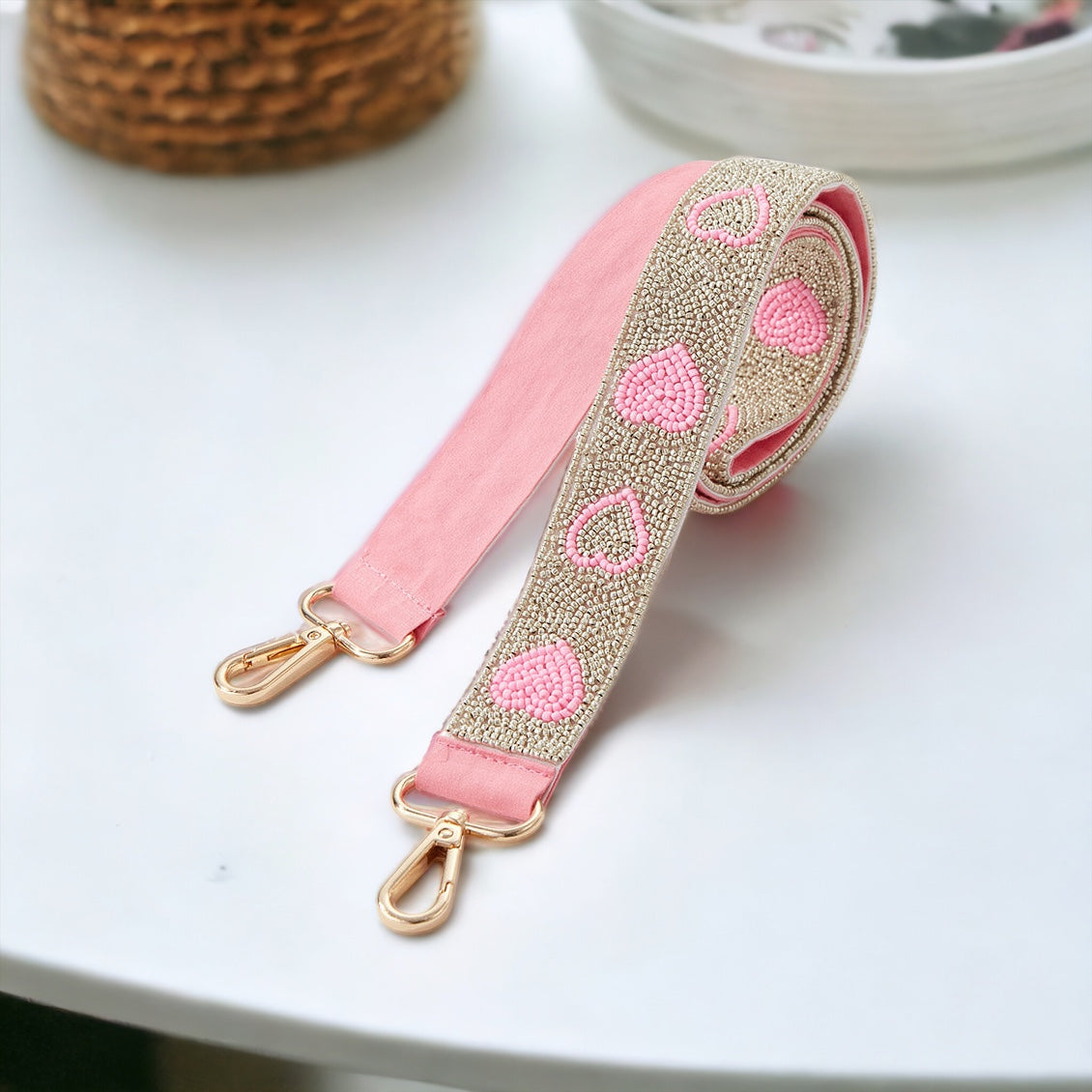 Heart Seed Beaded Bag Strap-260 Other Accessories-Wona Trading-Coastal Bloom Boutique, find the trendiest versions of the popular styles and looks Located in Indialantic, FL