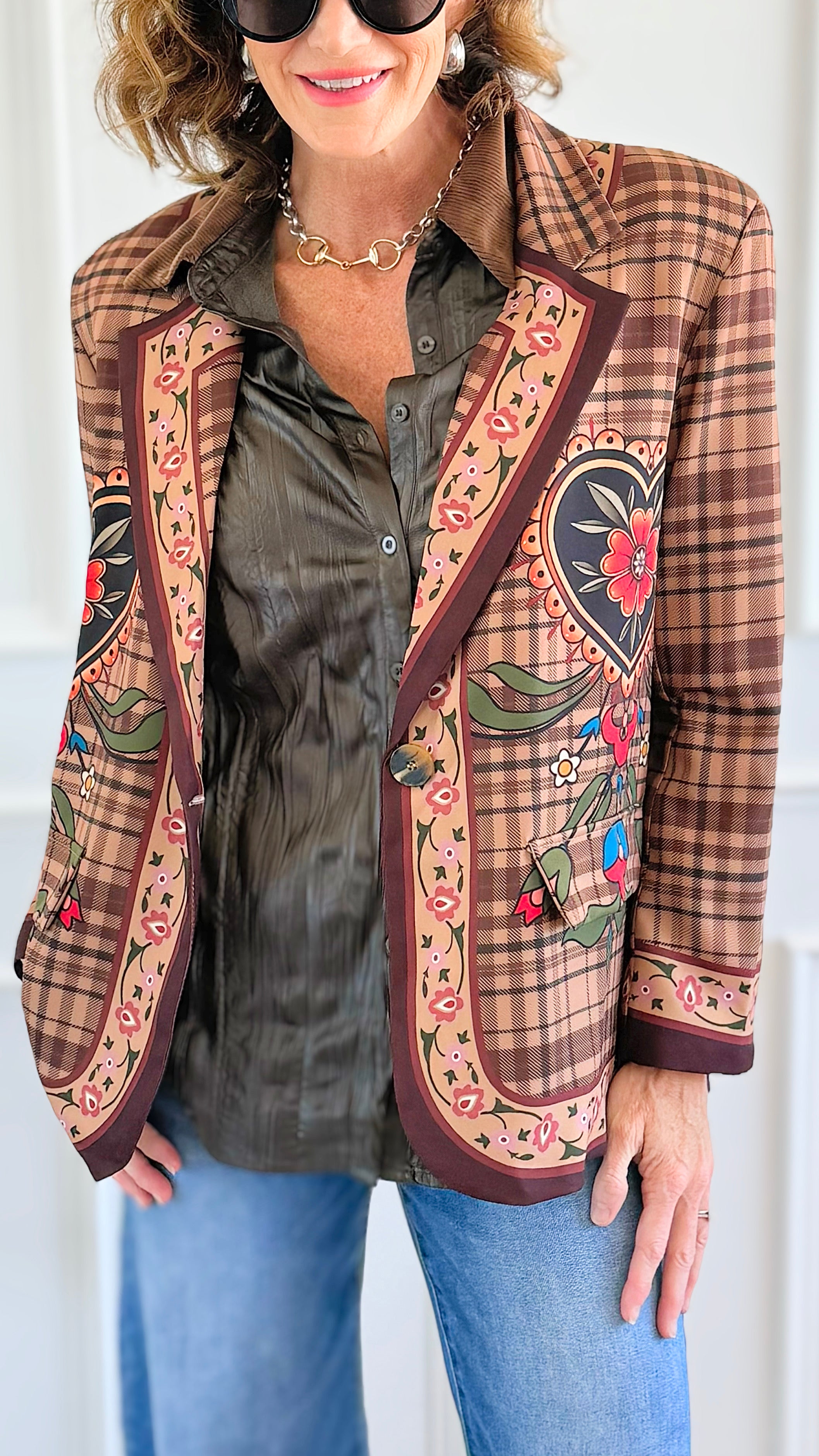 Lover's Garden Italian Blazer-160 Jackets-Italianissimo-Coastal Bloom Boutique, find the trendiest versions of the popular styles and looks Located in Indialantic, FL