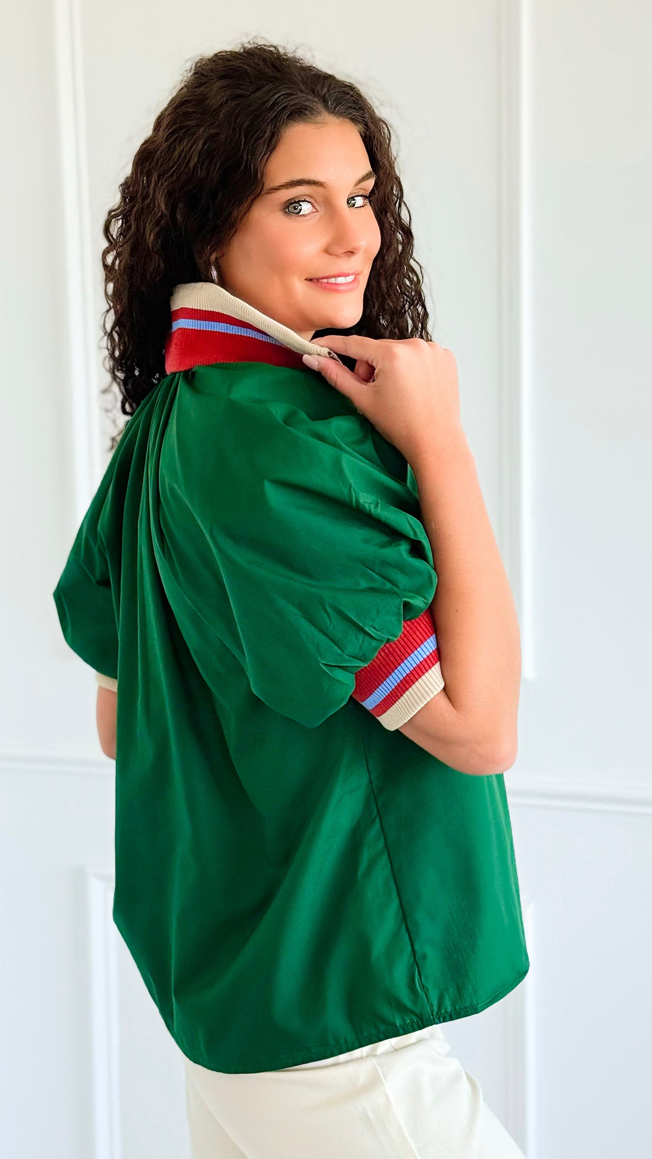 Ivy League Zip Accent Top-110 short Sleeve Top-ENTRO-Coastal Bloom Boutique, find the trendiest versions of the popular styles and looks Located in Indialantic, FL