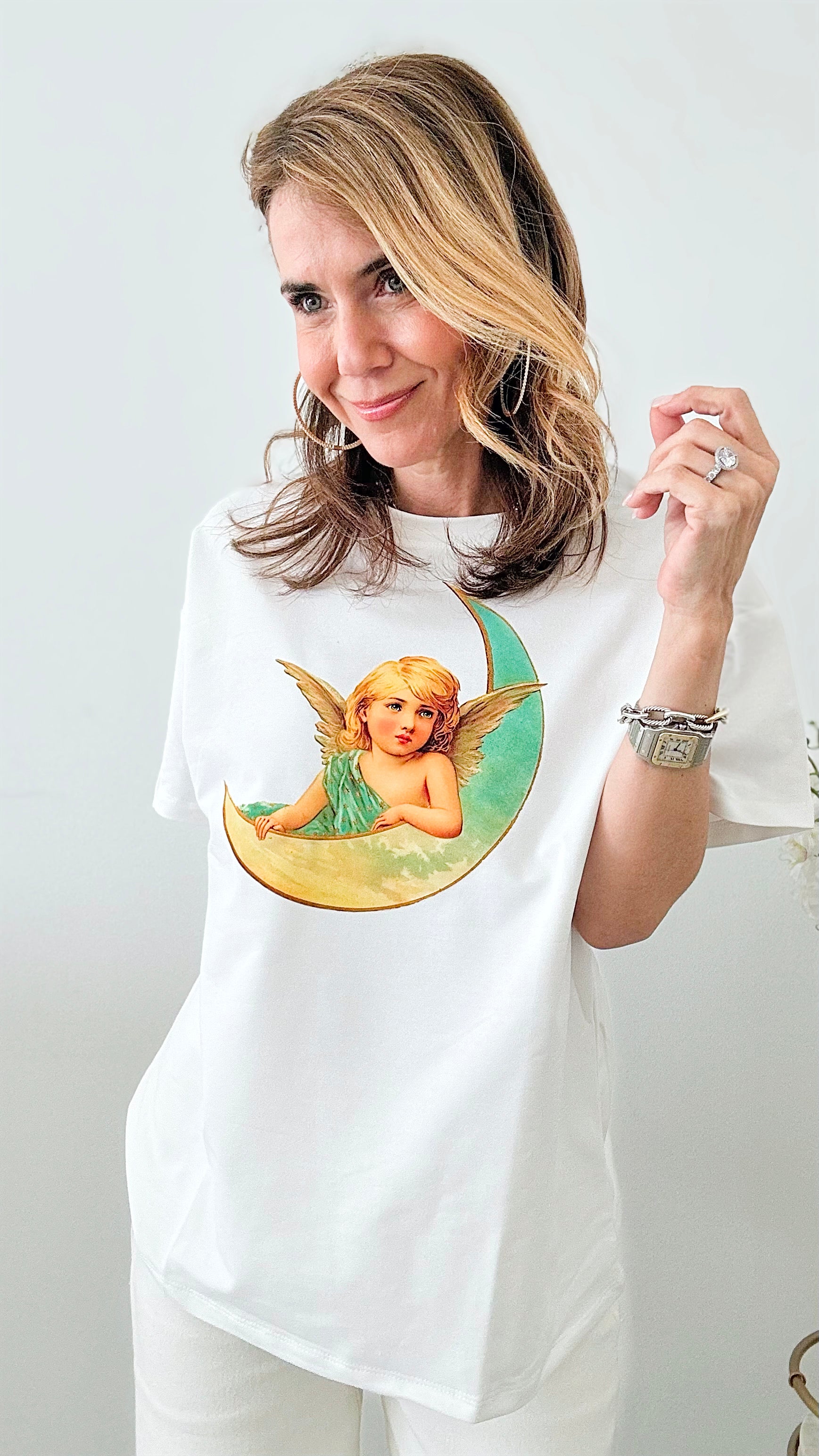 CUSTOM CB Celestial Serenity Tee - White-110 Short Sleeve Tops-Holly / in2you-Coastal Bloom Boutique, find the trendiest versions of the popular styles and looks Located in Indialantic, FL