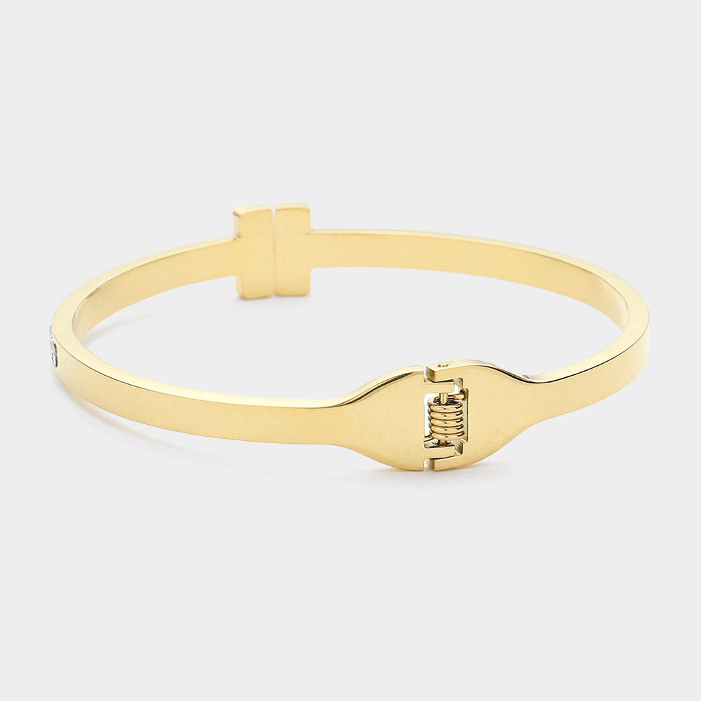 PRE ORDER-Cz T Bangle Hinged Bracelet-230 Jewelry-Wona Trading-Coastal Bloom Boutique, find the trendiest versions of the popular styles and looks Located in Indialantic, FL