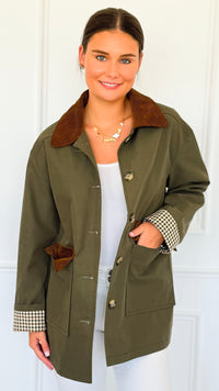 Corduroy Detail Utility Jacket-160 Jackets-AZUL MONACO-Coastal Bloom Boutique, find the trendiest versions of the popular styles and looks Located in Indialantic, FL