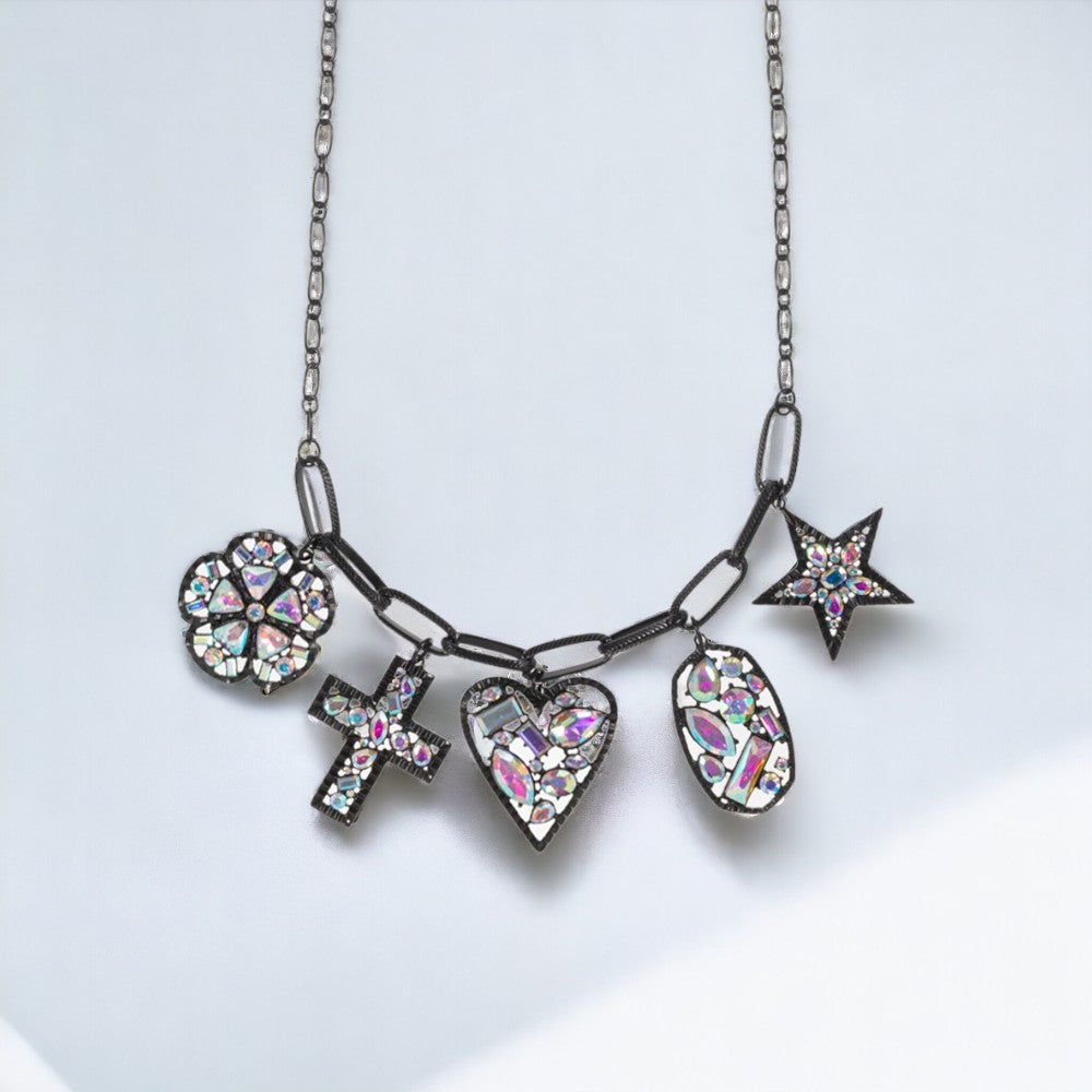 Heart Star Flower Pendant Necklace-230 Jewelry-Wona Trading-Coastal Bloom Boutique, find the trendiest versions of the popular styles and looks Located in Indialantic, FL