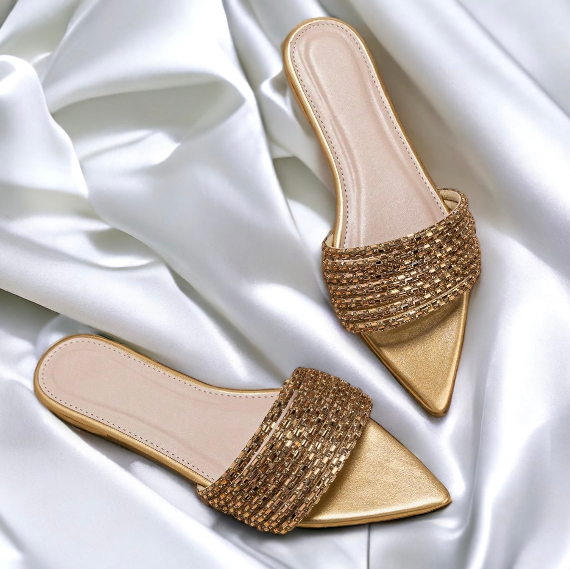 Slip-on Flat Sandals - Gold-250 Shoes-Darling-Coastal Bloom Boutique, find the trendiest versions of the popular styles and looks Located in Indialantic, FL