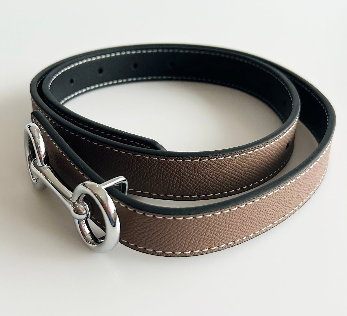 Smooth Vegan Leather Buckle Belt - Khaki-260 Other Accessories-CBALY-Coastal Bloom Boutique, find the trendiest versions of the popular styles and looks Located in Indialantic, FL