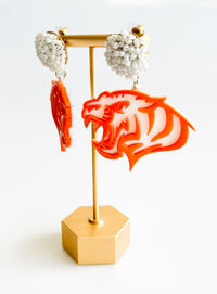PomPom Savage Earrings - Orange-230 Jewelry-Golden Stella-Coastal Bloom Boutique, find the trendiest versions of the popular styles and looks Located in Indialantic, FL