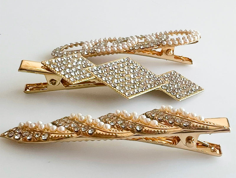 Pearl Embellished Snap Hair Pin Set-260 Other Accessories-Wona Trading-Coastal Bloom Boutique, find the trendiest versions of the popular styles and looks Located in Indialantic, FL