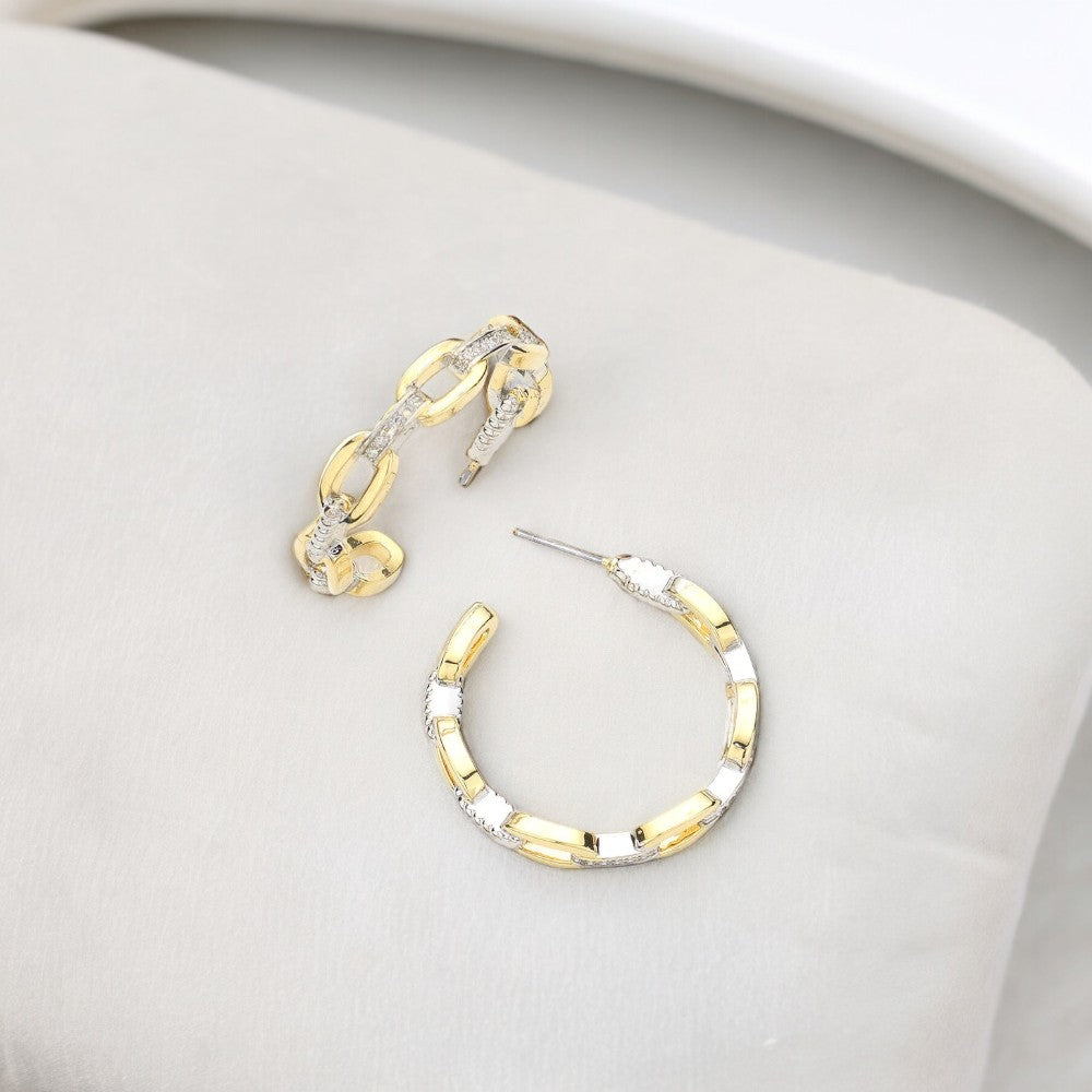 CZ Linked Hoop Earrings-230 Jewelry-Wona-Coastal Bloom Boutique, find the trendiest versions of the popular styles and looks Located in Indialantic, FL