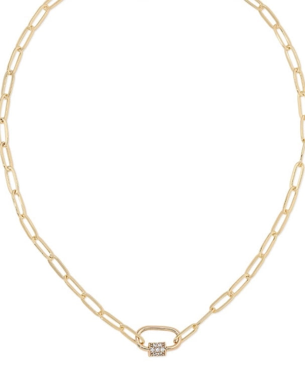PaperClip Sleek Modern Gold Accent Necklace-230 Jewelry-HoopLa-Coastal Bloom Boutique, find the trendiest versions of the popular styles and looks Located in Indialantic, FL