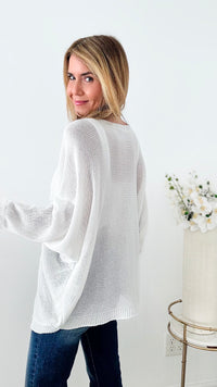 On The Coast Italian Pullover - White-140 Sweaters-Italianissimo-Coastal Bloom Boutique, find the trendiest versions of the popular styles and looks Located in Indialantic, FL
