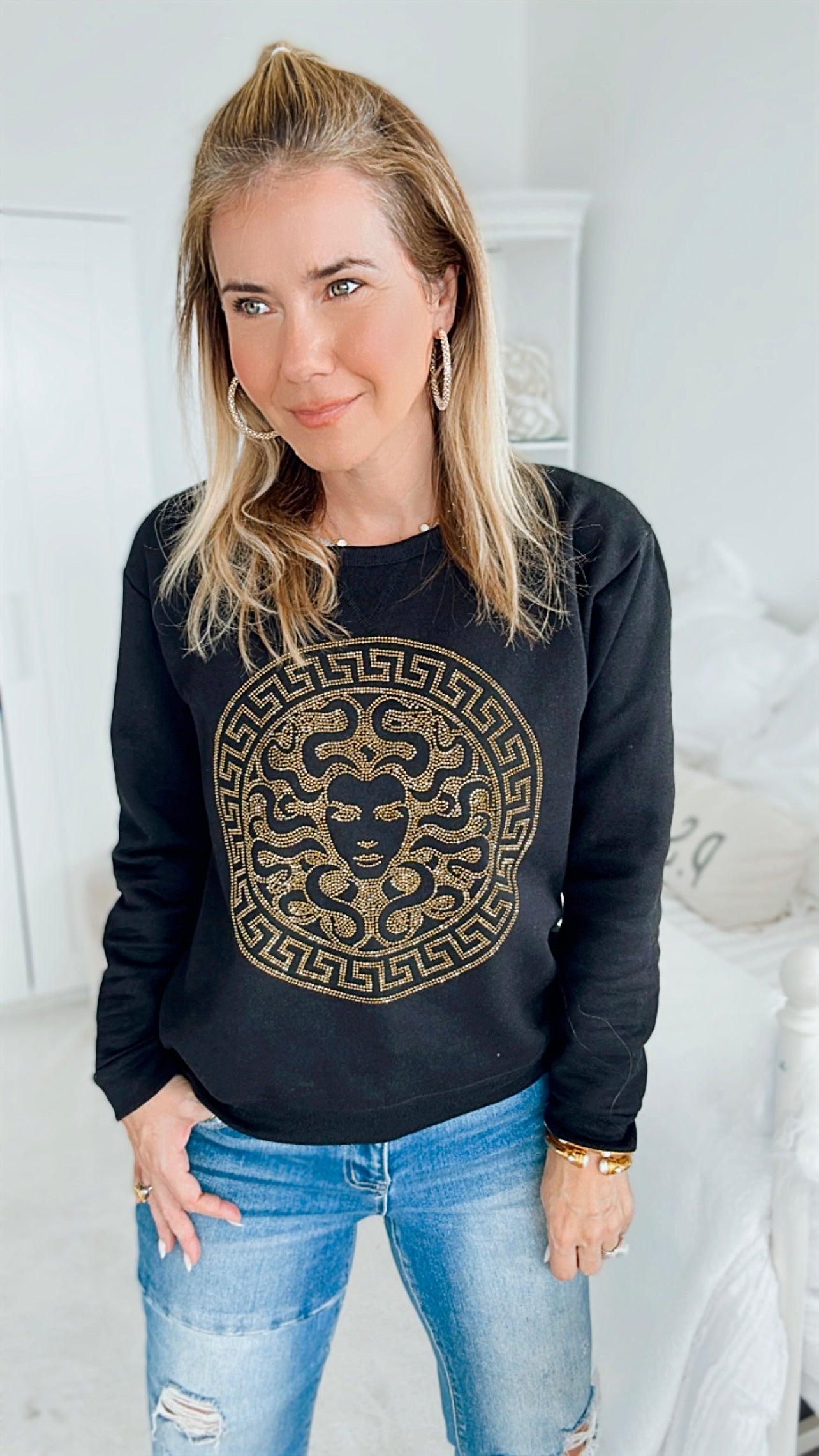 CB Custom Medusa Sweatshirt-130 Long Sleeve Tops-HOLLY / CB-Coastal Bloom Boutique, find the trendiest versions of the popular styles and looks Located in Indialantic, FL