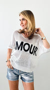 Amour Italian Crochet Pullover - White-110 Short Sleeve Tops-Italianissimo-Coastal Bloom Boutique, find the trendiest versions of the popular styles and looks Located in Indialantic, FL