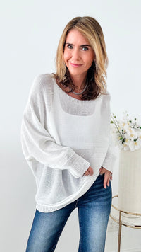 On The Coast Italian Pullover - White-140 Sweaters-Italianissimo-Coastal Bloom Boutique, find the trendiest versions of the popular styles and looks Located in Indialantic, FL