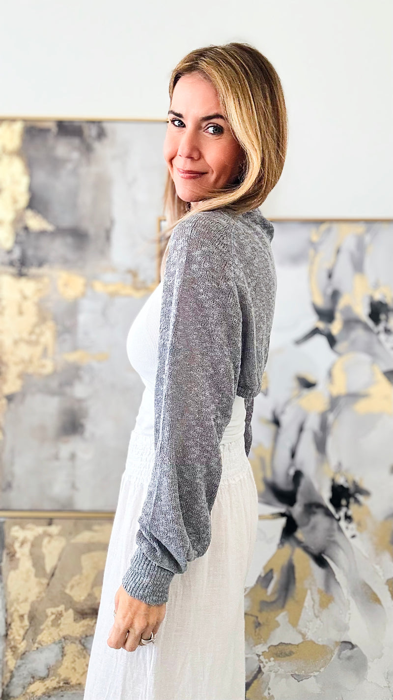 Open Front Cropped Cardigan - Grey-150 Cardigans/Layers-Love Tree Fashion-Coastal Bloom Boutique, find the trendiest versions of the popular styles and looks Located in Indialantic, FL