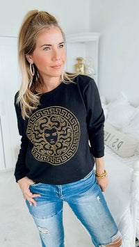 CB Custom Medusa Sweatshirt-130 Long Sleeve Tops-HOLLY / CB-Coastal Bloom Boutique, find the trendiest versions of the popular styles and looks Located in Indialantic, FL