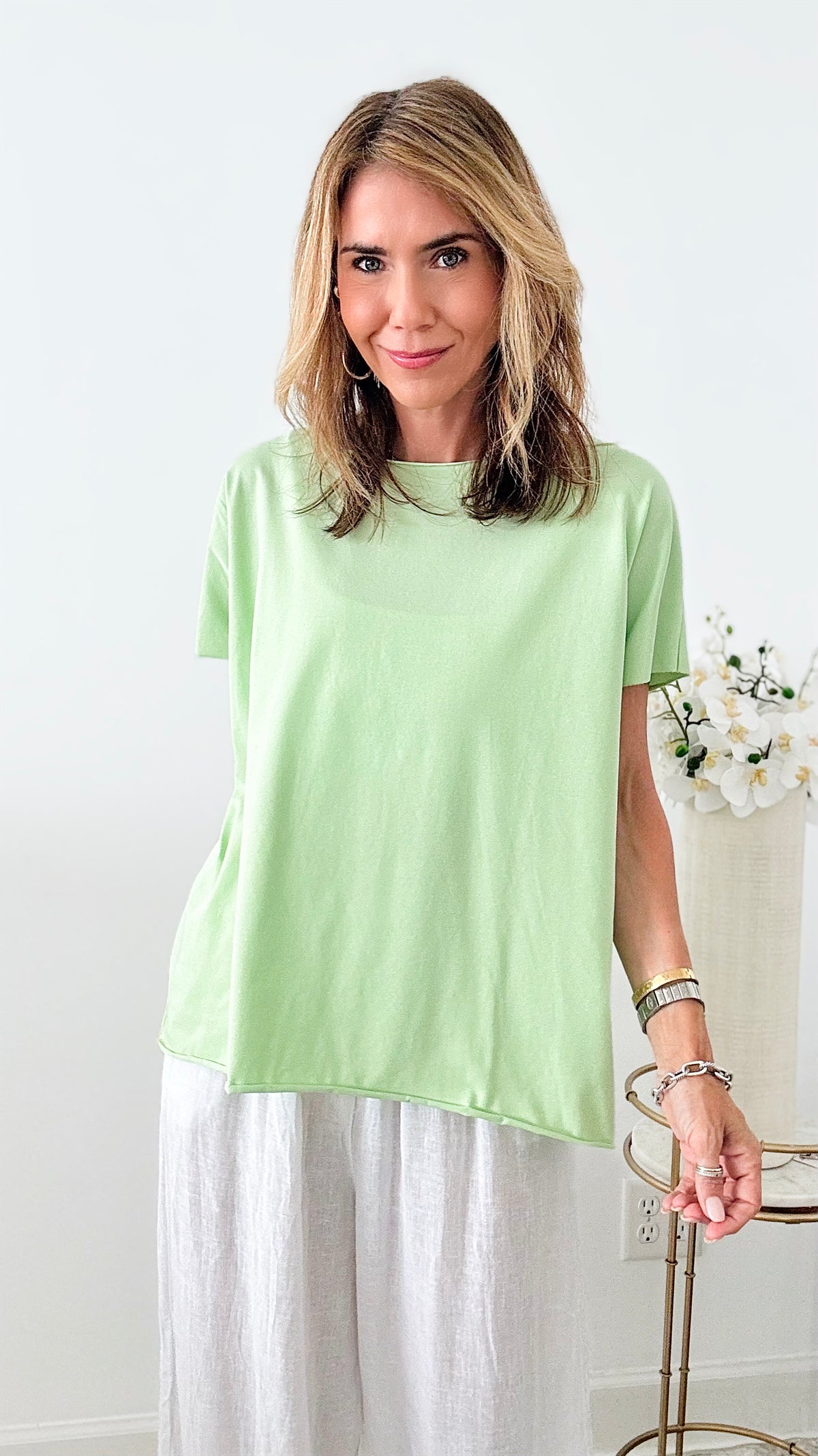 Easy Breezy Italian tee - Lime-110 Short Sleeve Tops-Germany-Coastal Bloom Boutique, find the trendiest versions of the popular styles and looks Located in Indialantic, FL