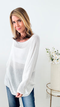 On The Coast Italian Pullover - White-140 Sweaters-Italianissimo-Coastal Bloom Boutique, find the trendiest versions of the popular styles and looks Located in Indialantic, FL
