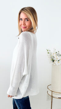 On The Coast Italian Pullover - White-140 Sweaters-Italianissimo-Coastal Bloom Boutique, find the trendiest versions of the popular styles and looks Located in Indialantic, FL