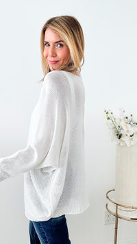 On The Coast Italian Pullover - White-140 Sweaters-Italianissimo-Coastal Bloom Boutique, find the trendiest versions of the popular styles and looks Located in Indialantic, FL