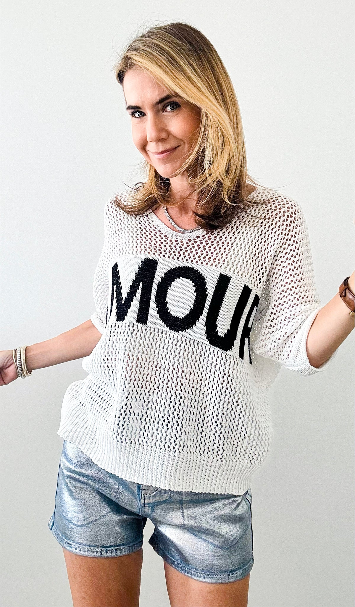 Amour Italian Crochet Pullover - White-110 Short Sleeve Tops-Germany-Coastal Bloom Boutique, find the trendiest versions of the popular styles and looks Located in Indialantic, FL