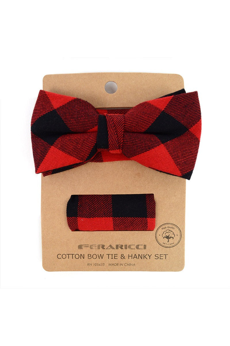 Bow Tie and Pocket Square Set - Black&Red-260 Other Accessories-Selini New York-Coastal Bloom Boutique, find the trendiest versions of the popular styles and looks Located in Indialantic, FL