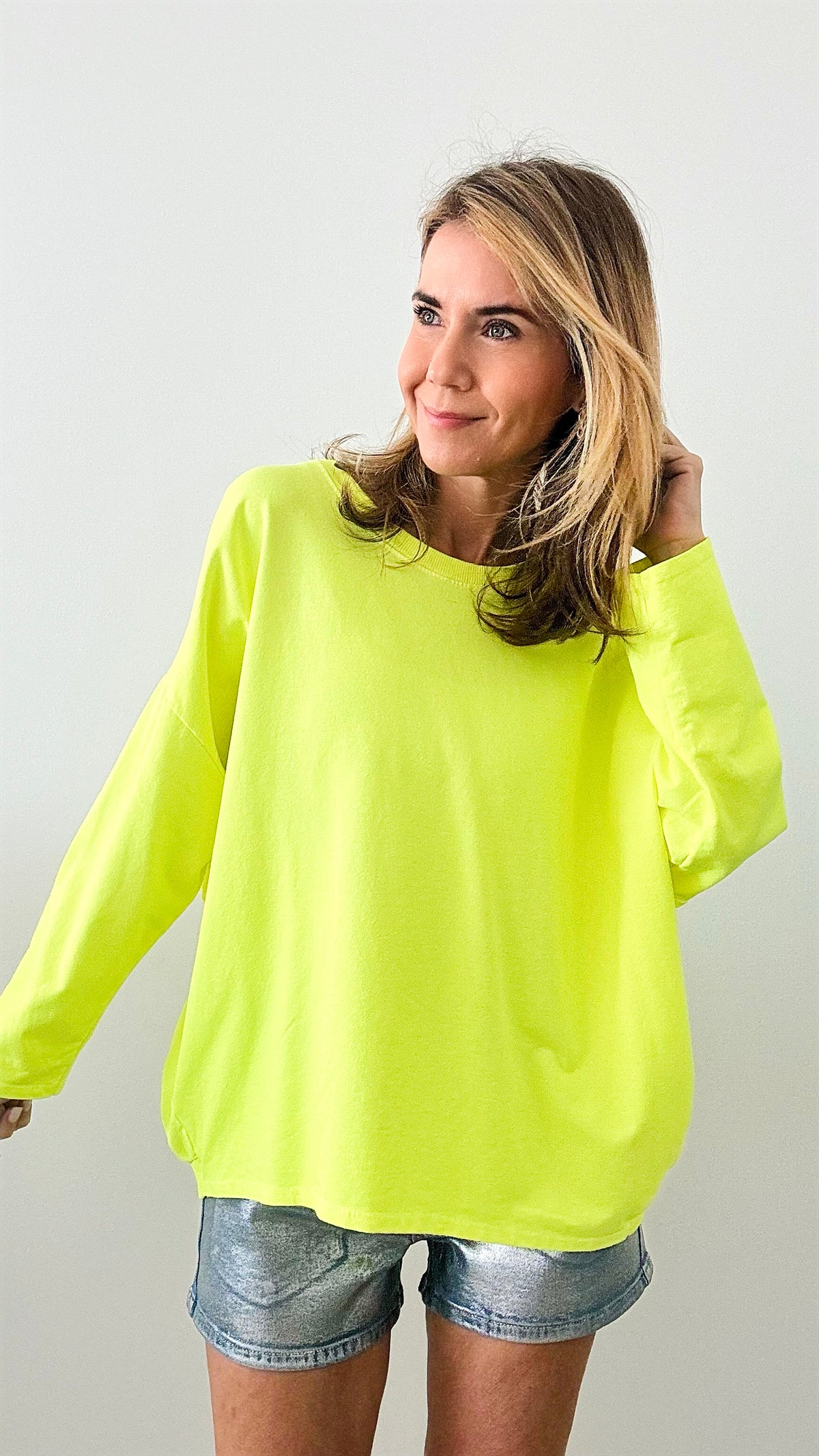 Upscale Comfort Italian Pullover - Neon Yellow-140 Sweaters-Germany-Coastal Bloom Boutique, find the trendiest versions of the popular styles and looks Located in Indialantic, FL