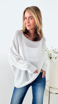 On The Coast Italian Pullover - White-140 Sweaters-Italianissimo-Coastal Bloom Boutique, find the trendiest versions of the popular styles and looks Located in Indialantic, FL