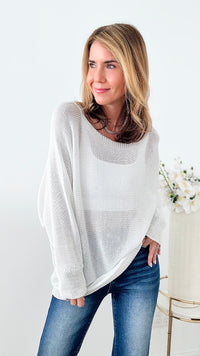 On The Coast Italian Pullover - White-140 Sweaters-Italianissimo-Coastal Bloom Boutique, find the trendiest versions of the popular styles and looks Located in Indialantic, FL