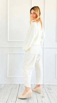 Lounge Luxe Cropped Pants - Ivory-100 Pants-Blu Pepper-Coastal Bloom Boutique, find the trendiest versions of the popular styles and looks Located in Indialantic, FL