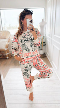 Pink Horse-Block Print Jogger Pant-100 Pants-L.A SOUL-Coastal Bloom Boutique, find the trendiest versions of the popular styles and looks Located in Indialantic, FL