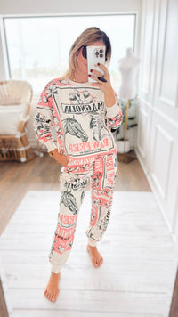 Pink Horse-Block Print Jogger Pant-100 Pants-L.A SOUL-Coastal Bloom Boutique, find the trendiest versions of the popular styles and looks Located in Indialantic, FL