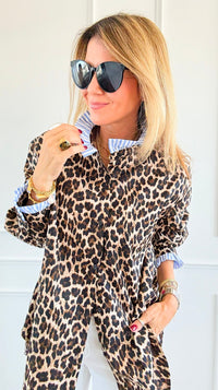 Rebel Ruffled Leopard & Stripe Italian Shirt-110 Long Sleeve Tops-TATTOO Z-Coastal Bloom Boutique, find the trendiest versions of the popular styles and looks Located in Indialantic, FL