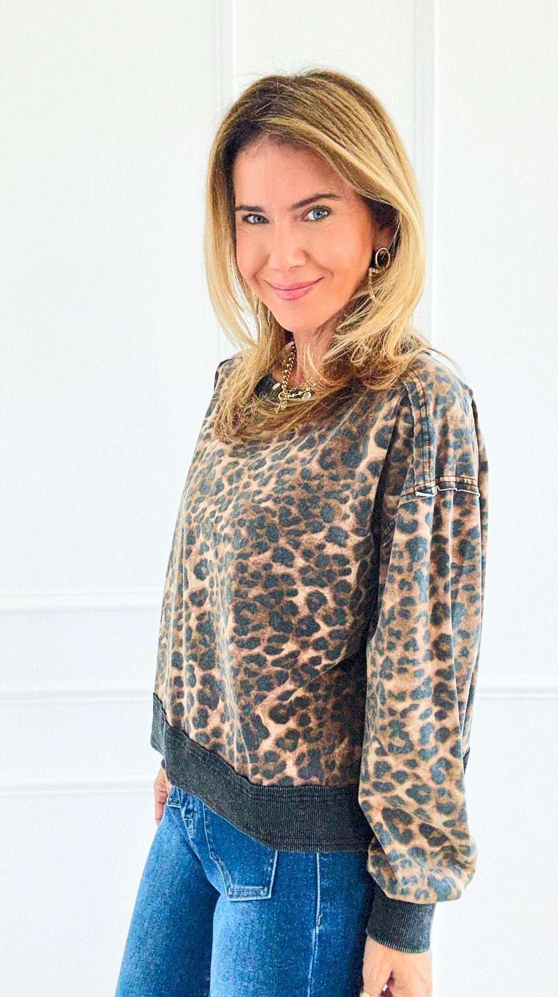 Wild Streak Knit Sweatshirt-130 Long Sleeve Tops-White Birch-Coastal Bloom Boutique, find the trendiest versions of the popular styles and looks Located in Indialantic, FL