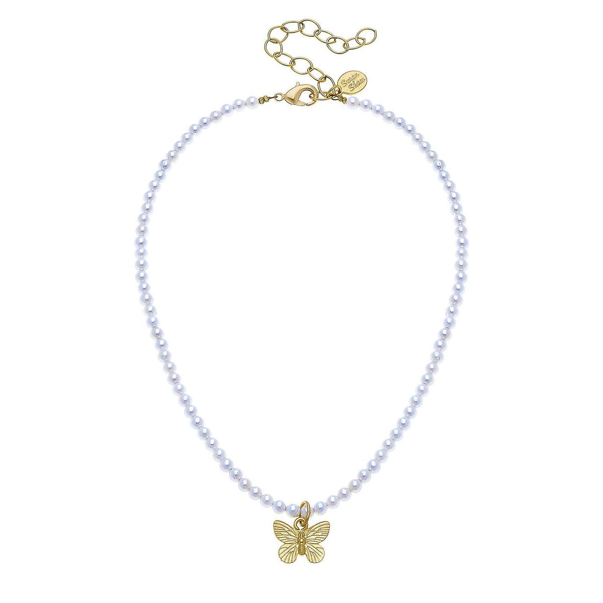 Gold Butterfly on Freshwater Pearl Necklace - Susan Shaw-230 Jewelry-SUSAN SHAW-Coastal Bloom Boutique, find the trendiest versions of the popular styles and looks Located in Indialantic, FL