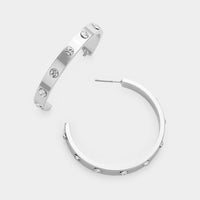 CZ Station Hoop Earrings-230 Jewelry-NYW-Coastal Bloom Boutique, find the trendiest versions of the popular styles and looks Located in Indialantic, FL