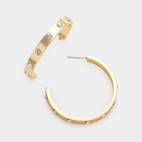 CZ Station Hoop Earrings-230 Jewelry-NYW-Coastal Bloom Boutique, find the trendiest versions of the popular styles and looks Located in Indialantic, FL
