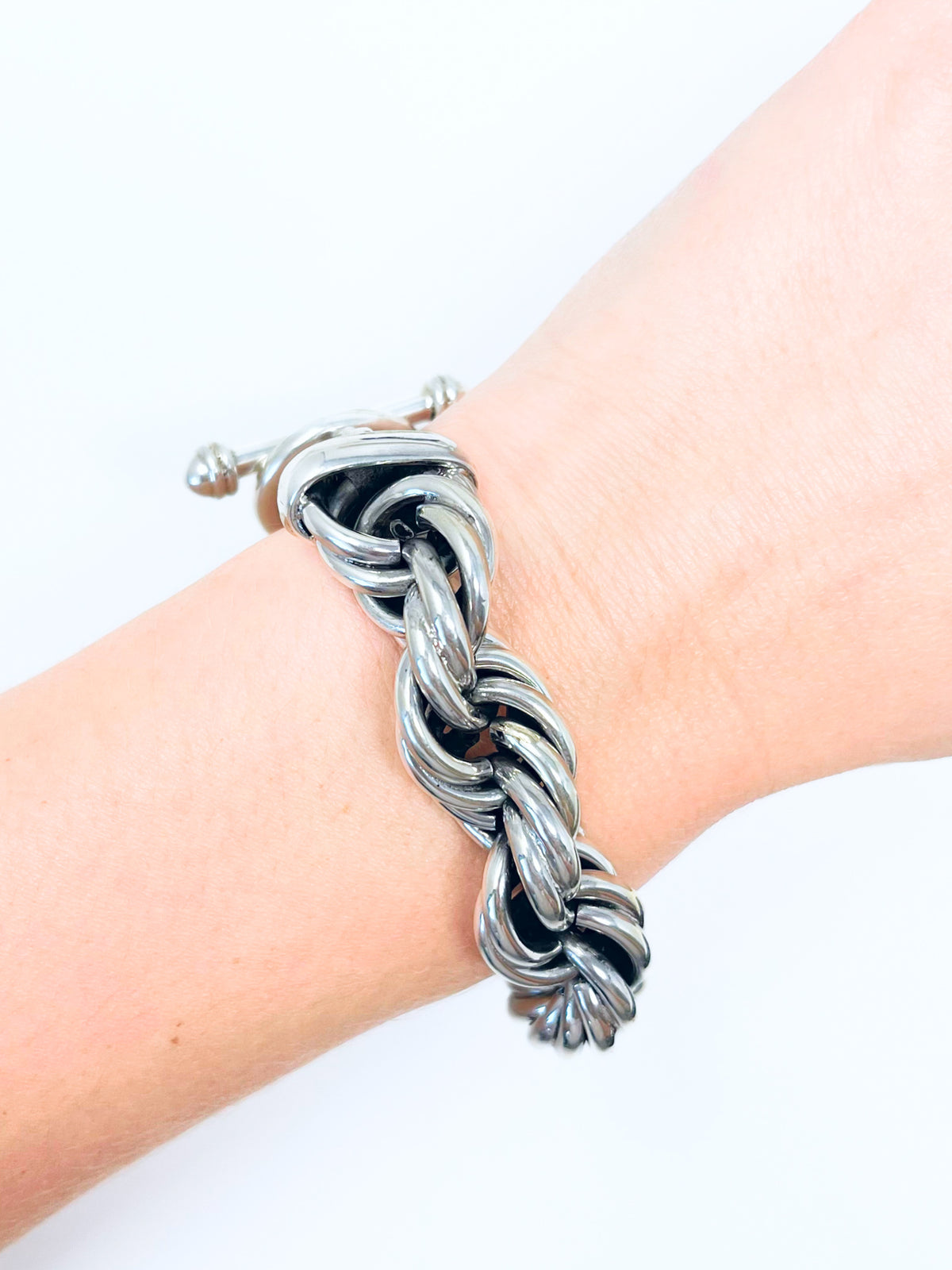 Sterling Silver 8.5" Chunky Twist Toggle Bracelet-230 Jewelry-Jewelry Max International/Oriental Treasure-Coastal Bloom Boutique, find the trendiest versions of the popular styles and looks Located in Indialantic, FL