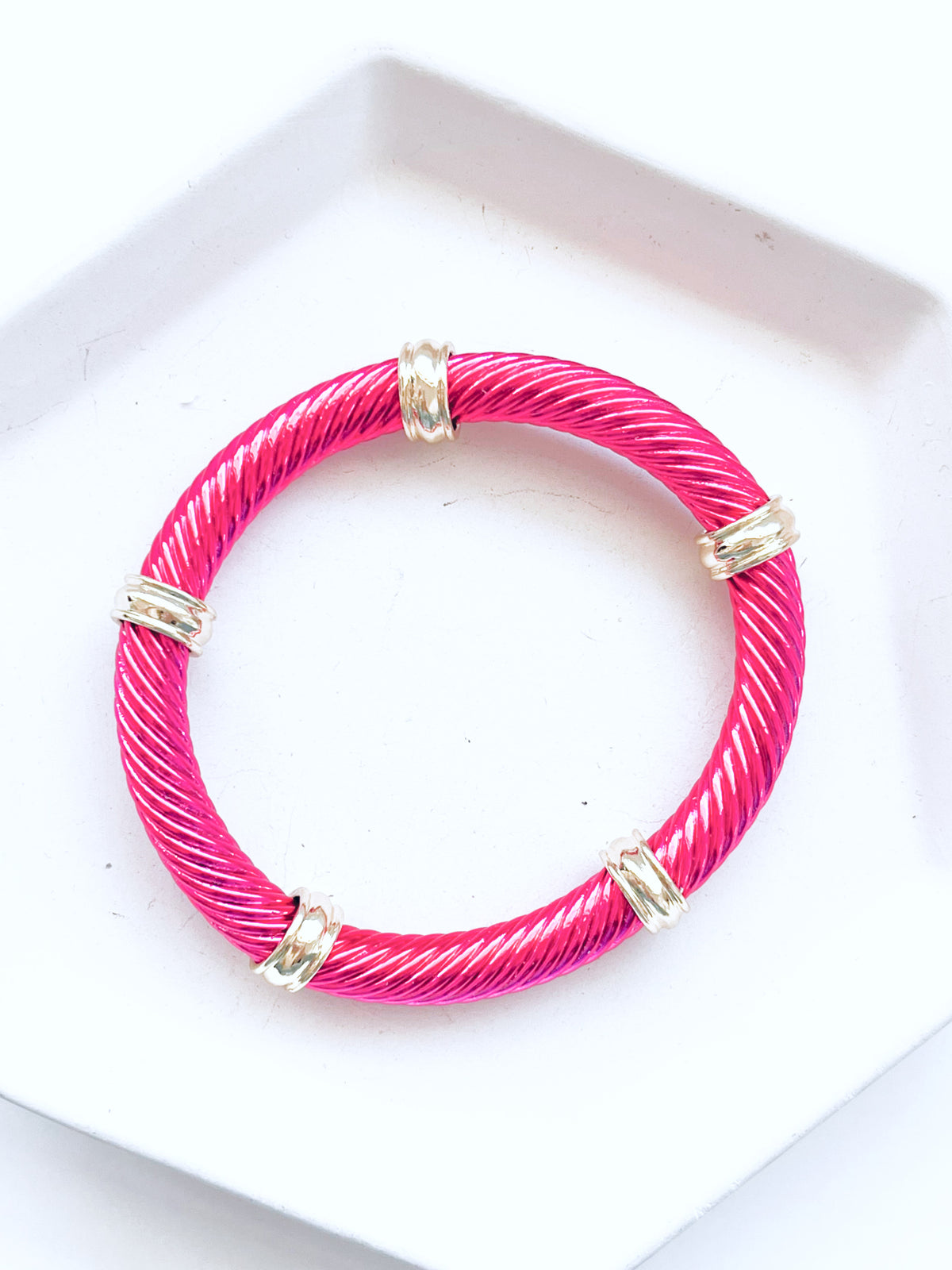 Thick Stretch Bracelet - Fuchsia-230 Jewelry-Wona Trading-Coastal Bloom Boutique, find the trendiest versions of the popular styles and looks Located in Indialantic, FL
